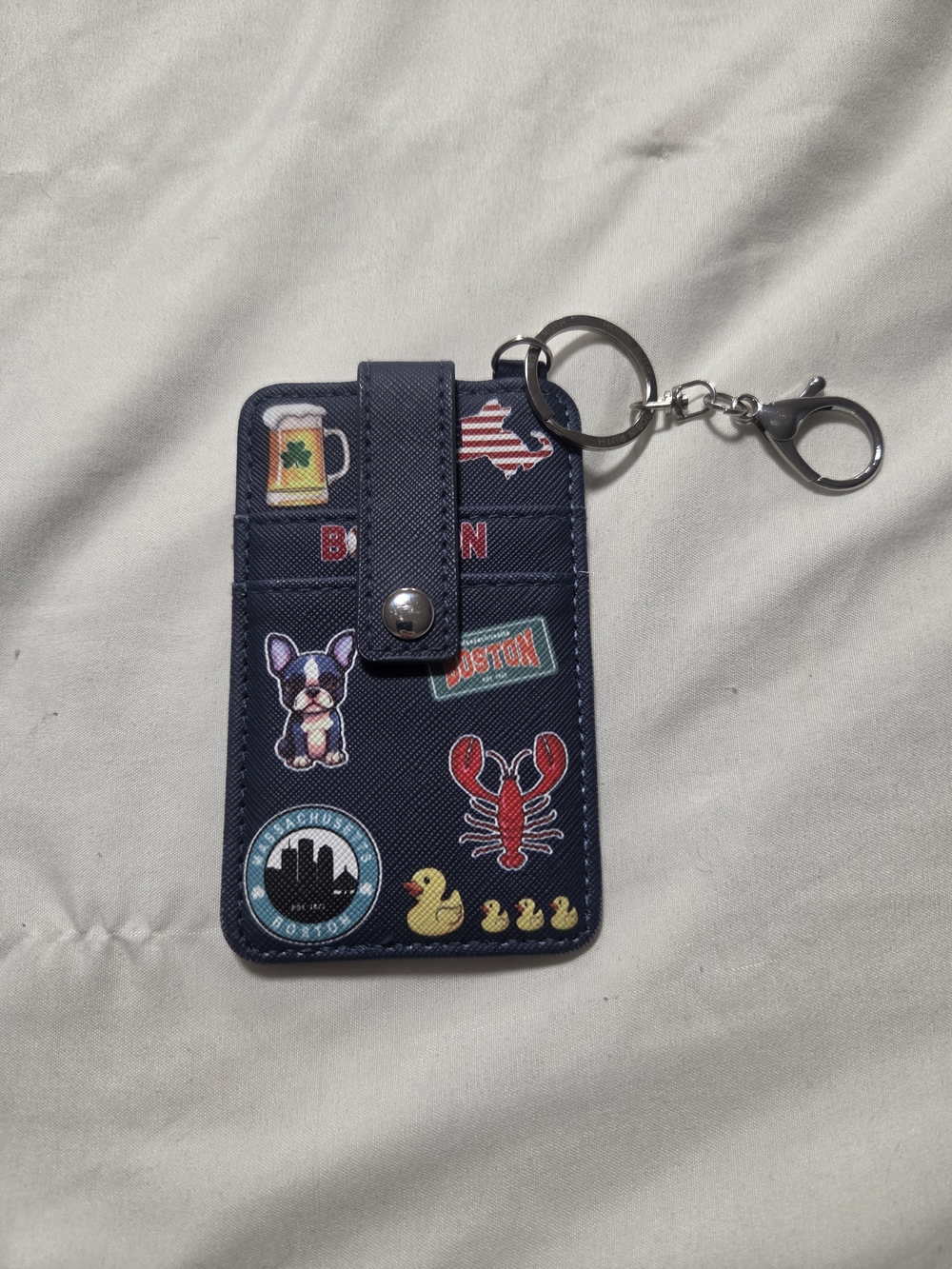 Robin Ruth Navy Boston Themed Cardholder Keychain